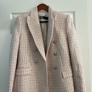 Zara Women's Cream Tweed Blazer